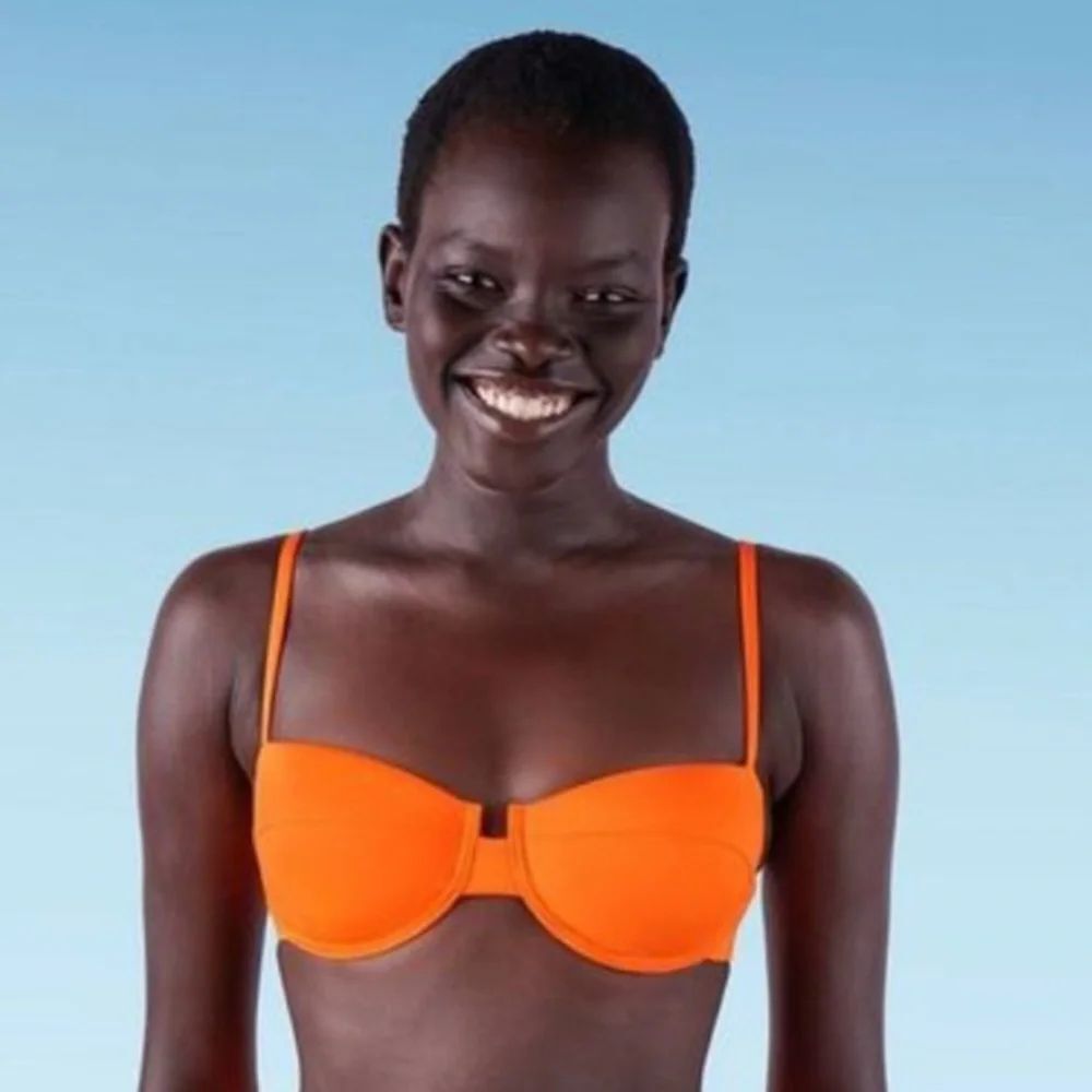 LIBERTY & JUSTICE WOMEN’S ASSATU ORANGE UNDERWIRE BIKINI TOP W/ADJ STRAPS NWT